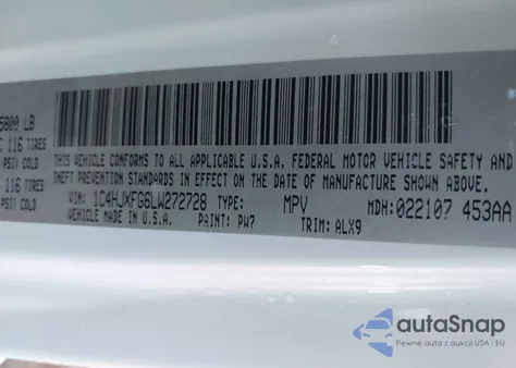 2020 Jeep Wrangler Unlimited Rubicon z USA, uszkodzony, nr VIN 1C4HJXFG6LW272728